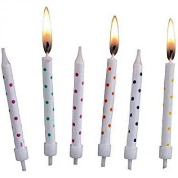 Tib 11013 Geburtstagskerzen, 24 Stück, Mehrfarbig mit Halter, 1er Pack
