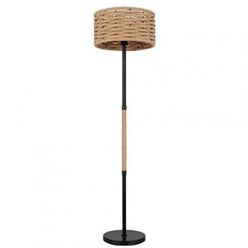 Lampada da terra elegante in metallo e corda