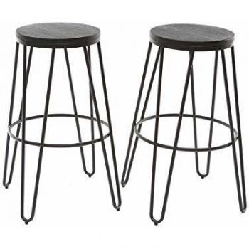 Tabourets de Bar empilables en métal Noir et en Bois Noir H75 cm
