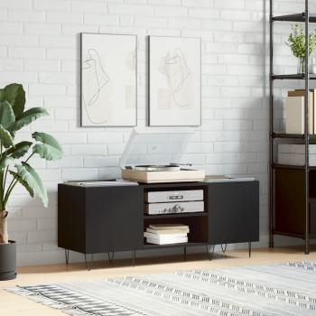 Rangement Latéral Armoire à Disques – Design Noir et Bois d’Ingénierie