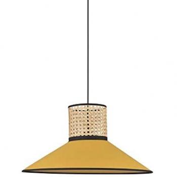 Suspension Corep PENNSY-Suspension conique Coton/Cannage Ø44cm Jaune Noir