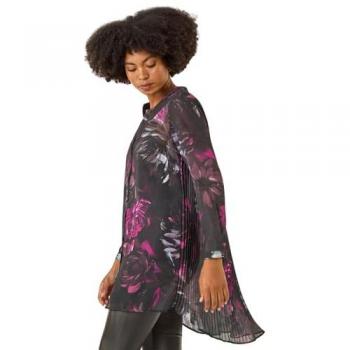 Roman Noir Floral Flare Blouse
