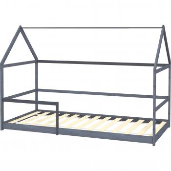 Kinderzimmer-Baumhausbett 90x190 cm, grauer Holzrahmen mit Fallschutz