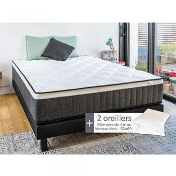 HBedding Matelas de Mémoire 140x190 + Duo Oreiller 60x60