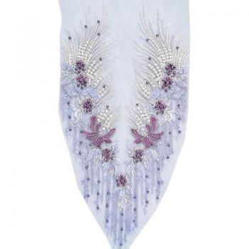 Rhinestone Floral Lace Applique 3D Beaded for Wedding Gown DIY 094B