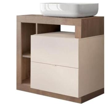 Meuble Salle de Bain 78cm Beige et Bois Mercure