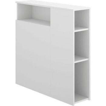 Cabecero blanco Ten de Dekit Grupo Rimobel con estantes y compartimentos laterales, tamaño para cama de 90 cm,