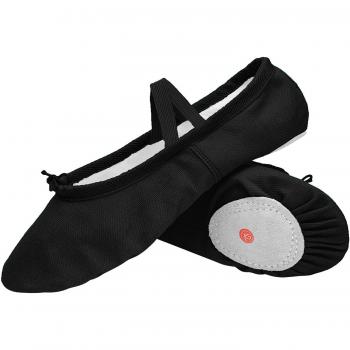 L‑RUN Ballerina‑Shoes für Frauen – Split‑Sohle, Canvas, Schwarz, Größe 7 UK (Baby)