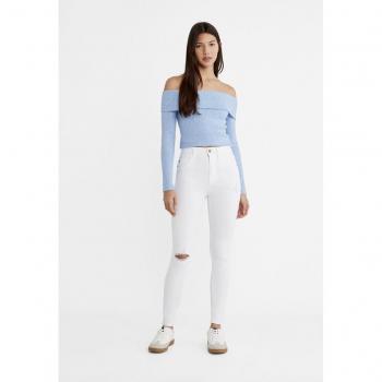 Stradivarius 1400 Regular Waist Skinny Jeans White 10