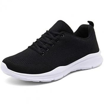 Koudyen Sneaker Atmungsaktiv Laufschuhe Turnschuhe Schnürer für Herren Damen, 41 EU, Schwarz