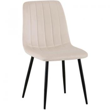 Chaise de Salle à Manger Velours Noir et Crème