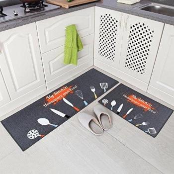 Kitchen Runner Pair – Non‑Slip Grey Rubber Mat Set