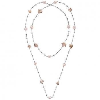 Julien Julsen JJNE9850.4 – Damen Kette Blatt Baum 925 Sterling Silver Rose Pink, 87 cm