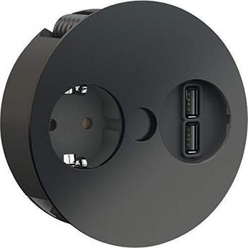 Bachmann TWIST 1xCEE7/3 1xUSB Charger Strom 2,0m AEH,RAL9005 30GE 931.131