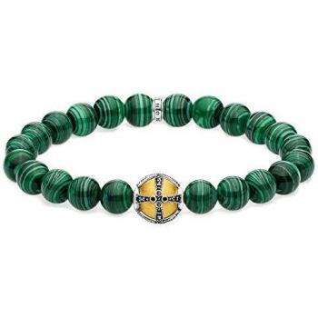 Pulsera de hombre cruz verde de plata bañada en oro de 18k Thomas Sabo