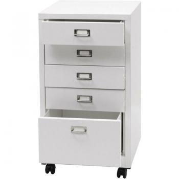 Armadietto 456 Bianco con 5 Cassetti e Ruote