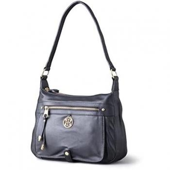 Cartmel II Black Leather Shoulder Bag by Lakeland Leather