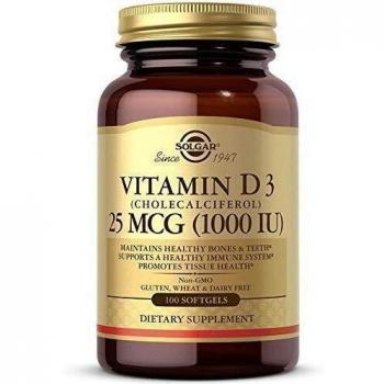 Solgar Vitamin D3 (D3) 25 mcg (1000 IU), 100 Softgels