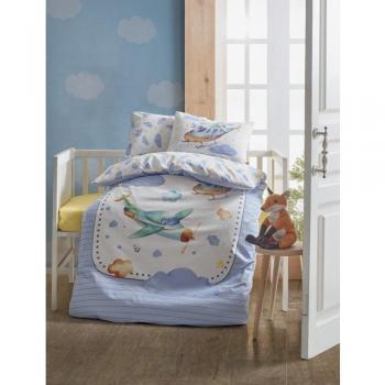 Airplane Themed Blue Duvet Cover Set for Babies