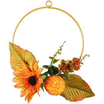 Ernte-Party-Kranz: Rattan mit künstlichen Herbstblumen und Kürbissen