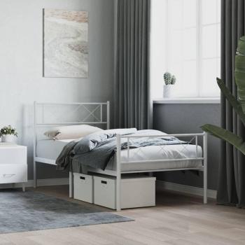 Vidaxl Metal Bed Frame 100x190cm without Mattress and Footboard White