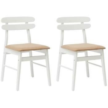 VidaXL 2‑Piece Dining Set: White & Brown Solid Rubber Wood