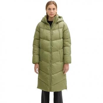 TOM TAILOR DENIM Puffermantel mit Kapuze, Damen, grün, Gr. S