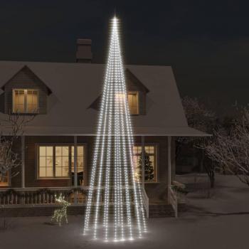 800 cm Christmas Tree with Cold White LEDs for Flagpole
