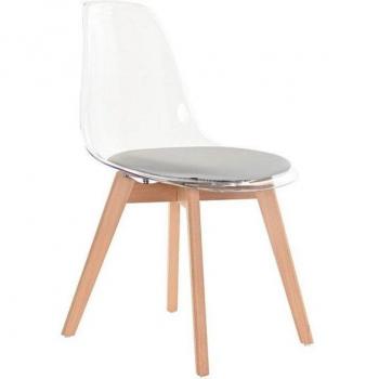 Mehrfarbiger Holz-Polycarbonat-Stuhl, Abmessungen: 54x47x81 cm