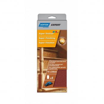 93x230mm Grit 180 Wood Sanding Papers by Norton (Set of 5)