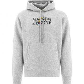 Maison Kitsuné Felpa Uomo Grigia con Logo e Ricamo Taglia XL