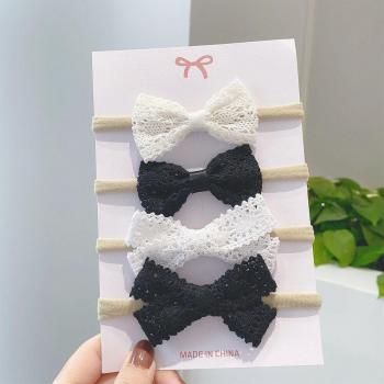 Bandeaux en coton et lin pour filles, 4 pièces, nœud papillon léopard