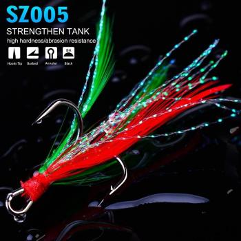 Three‑Anchor Feather Hook Kit – 2#, Pink