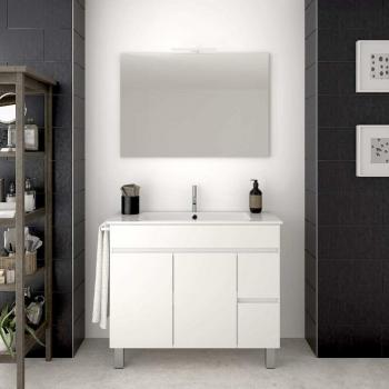 Mobile Ducha 80cm Temis Lavabo e Specchio Bianco