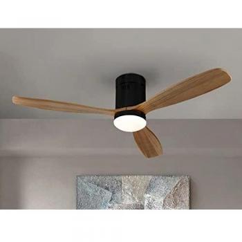 Ultra-Leiser Siroco Deckenventilator, 6 Geschwindigkeiten, mattschwarz, Walnussholz, LED-Licht, Fernbedienung, Timer