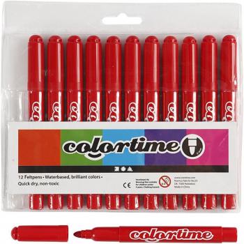 Colortime 12-Piece Red Marker Pack, 5mm Line