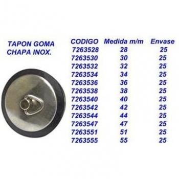 Tapón de goma para lavabo 44 con chapa inox