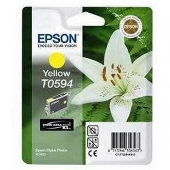 Epson T0594 Cartucce di Inchiostro Pigmentato Giallo, Blister RS UltraChrome K6