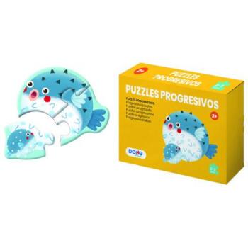 Pack Dohe Animales Junior: 4 Puzzles de Cartón Doble Capa (2/3 Piezas)