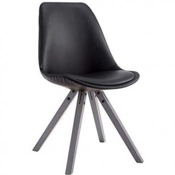 Chaise Visiteur Noir avec Cadre Gris et Pieds Bois