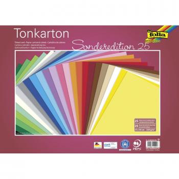 Folia Tonkarton Mix 35 x 50 cm 220 g/qm 25 Bogen 25 Farben sortiert