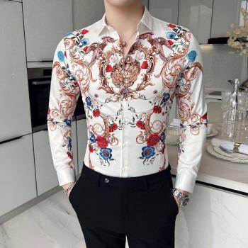 Chemise business chic à manches longues, taille grande 4XL‑M