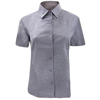 Russell Athletic Damen Kurzarm-Oxfordhemd (Grau) Größe L