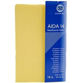 Aida 14‑Count Cross Stitch Fabric – 100% Cotton, 39 × 45 cm (Yellow)