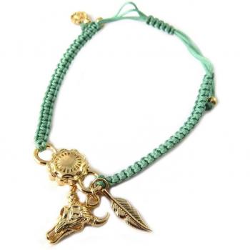 Pulsera artesanal 'Azuni' en turquesa y oro verde