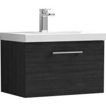 Charcoal Black Wall-Hung Vanity Unit with One Drawer and Sink by Arno