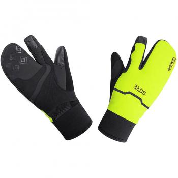 Guantes cálidos Gore Wear con tecnología GORE-TEX INFINIUM™, color negro y amarillo neón brillante