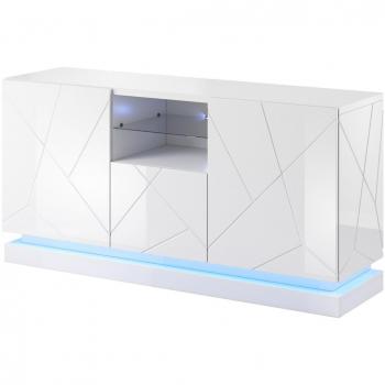 Cassettiera Elegante QIU 2D1K in Bianco Lucido