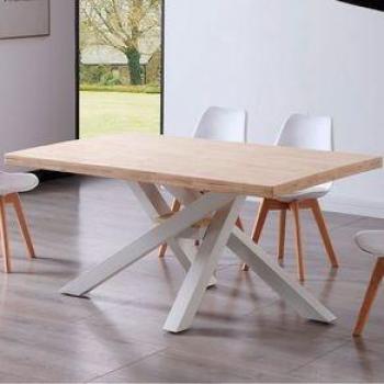 Mesa De Comedor Xena Patas Cruzadas Tapa Regular Roble Nordish/Blanco 76X160x100 Cm