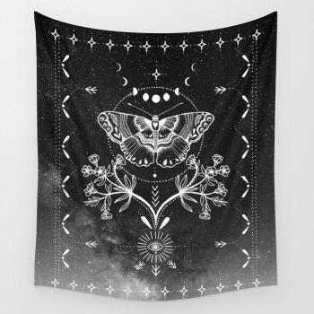 Magical Moth Black Rug
